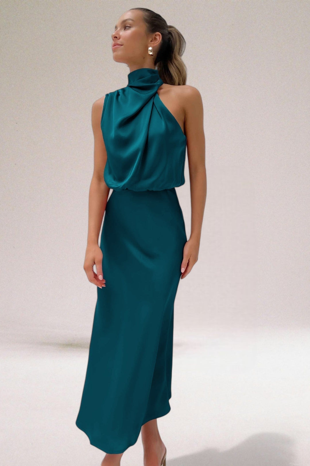 Women's Dress |  High Neckline Maxi Length