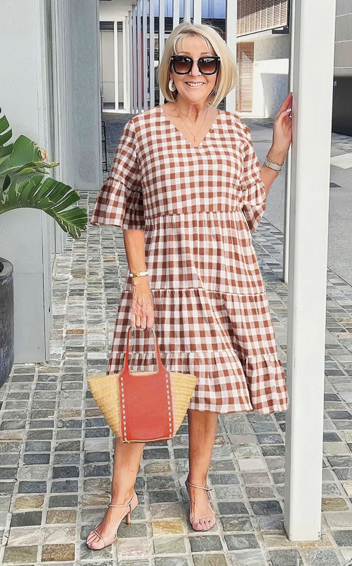 V-neck Printed Tunic Dress