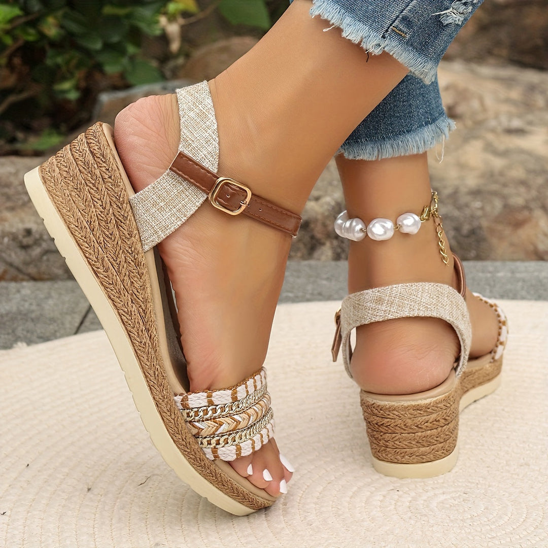 Garnet | Women's Boho Woven Cushioned Wedge Sandals