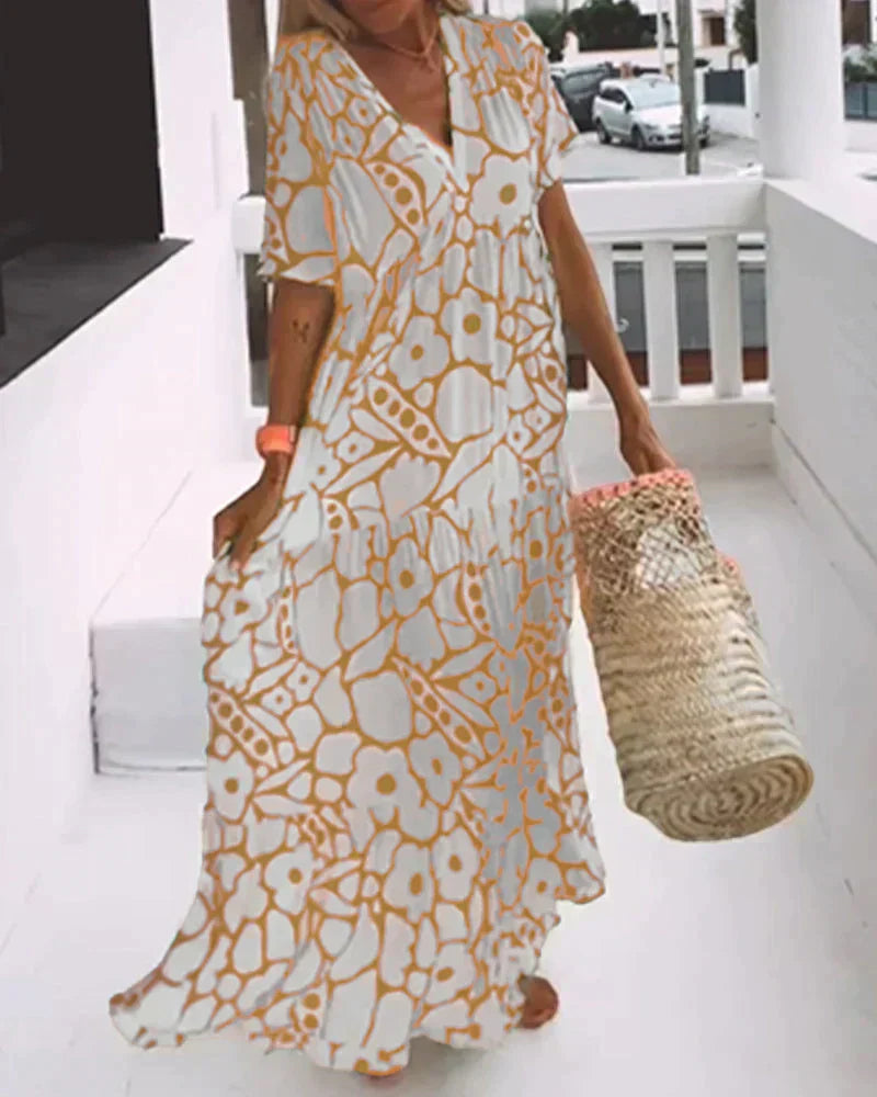 Women’s Summer Dress | Floral Maxi V Neck