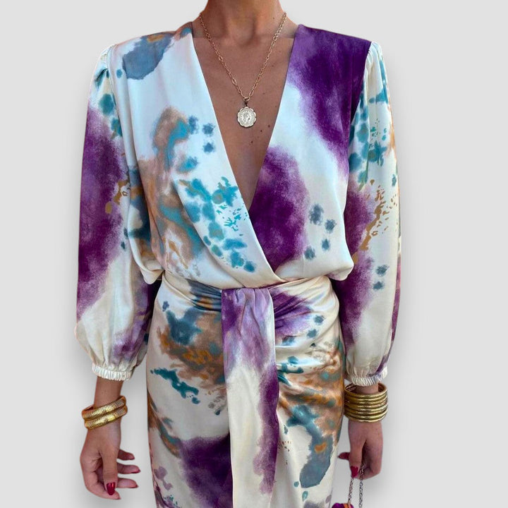 Women's Dress | Abstract Print Tie Waist Midi