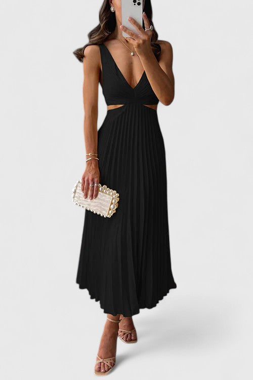 Karen - Elegant Sleeveless Pleated Wedding Guest Dress