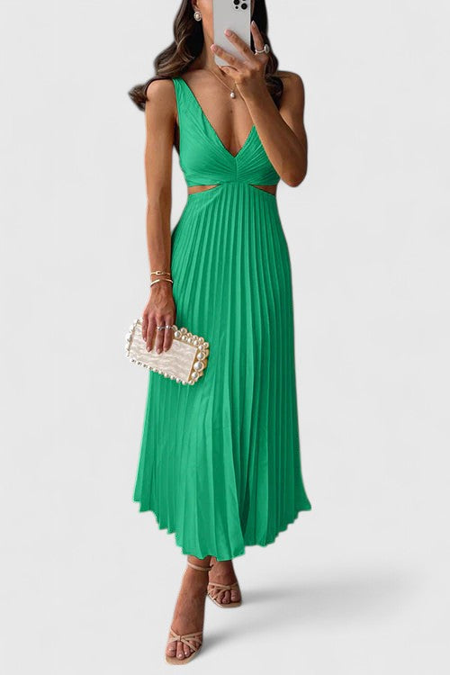 Karen - Elegant Sleeveless Pleated Wedding Guest Dress