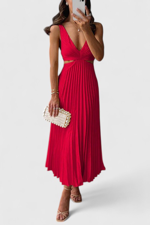 Karen - Elegant Sleeveless Pleated Wedding Guest Dress