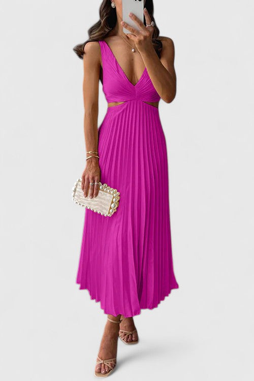 Karen - Elegant Sleeveless Pleated Wedding Guest Dress