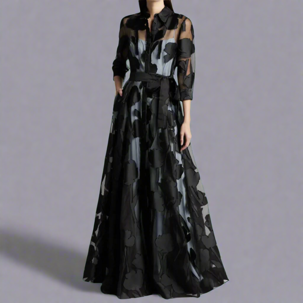 Women's Dress | Maxi Sheer Sleeve