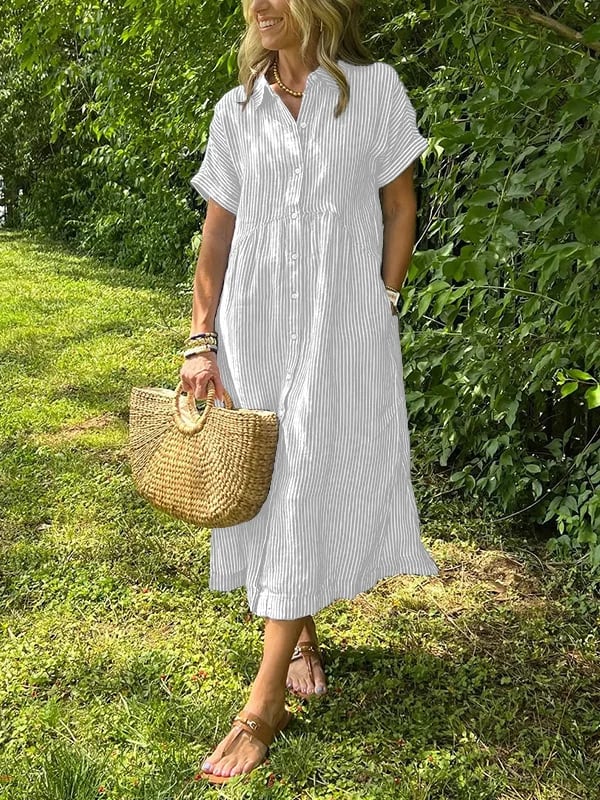 Women’s Dress | Striped Front Button