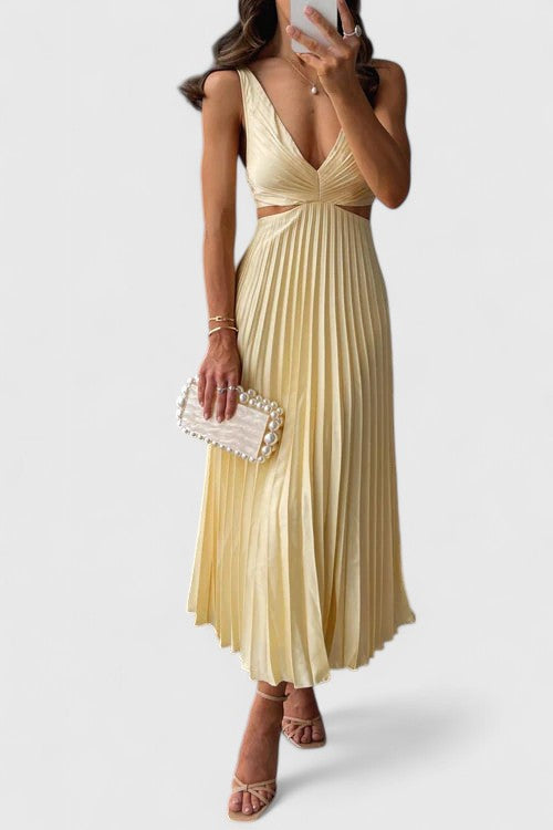 Karen - Elegant Sleeveless Pleated Wedding Guest Dress