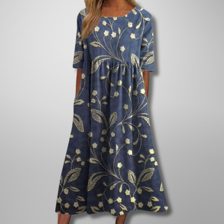 Women's Dress | Loose Fit Short Sleeve Midi