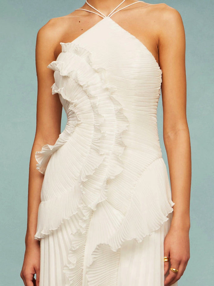 Avery - Asymmetric Sleeveless Pleated Maxi Dress
