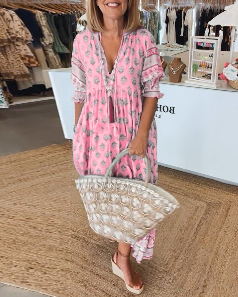 Women's Boho Dress | Ruffle Sleeve Tiered Maxi