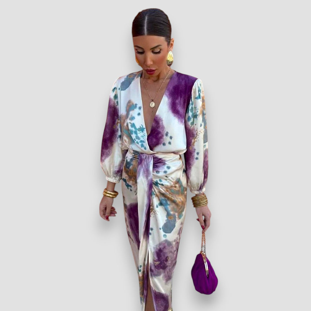 Women's Dress | Abstract Print Tie Waist Midi