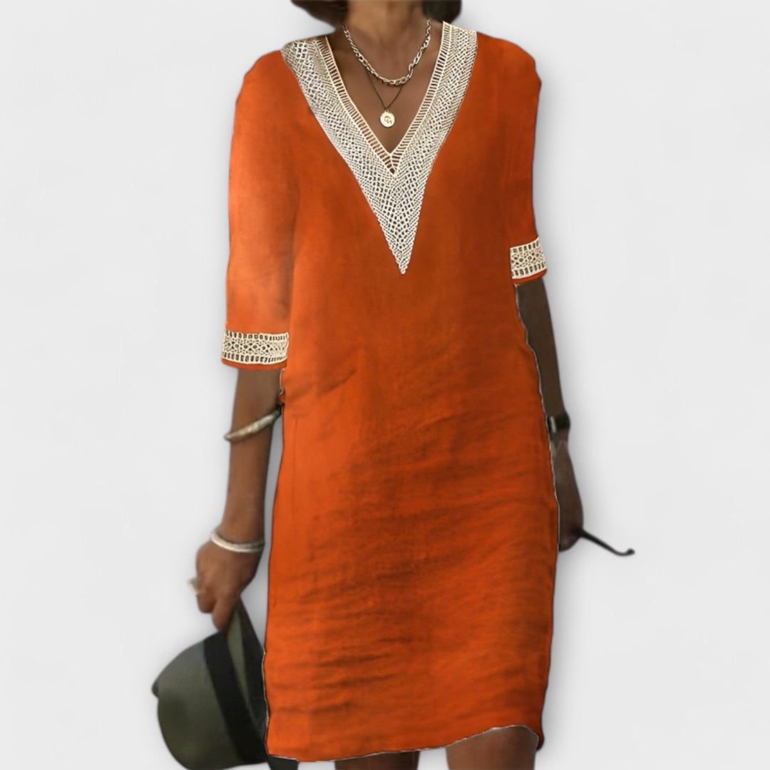 Women's Dress | 3/4 Sleeve V-Neck Mini