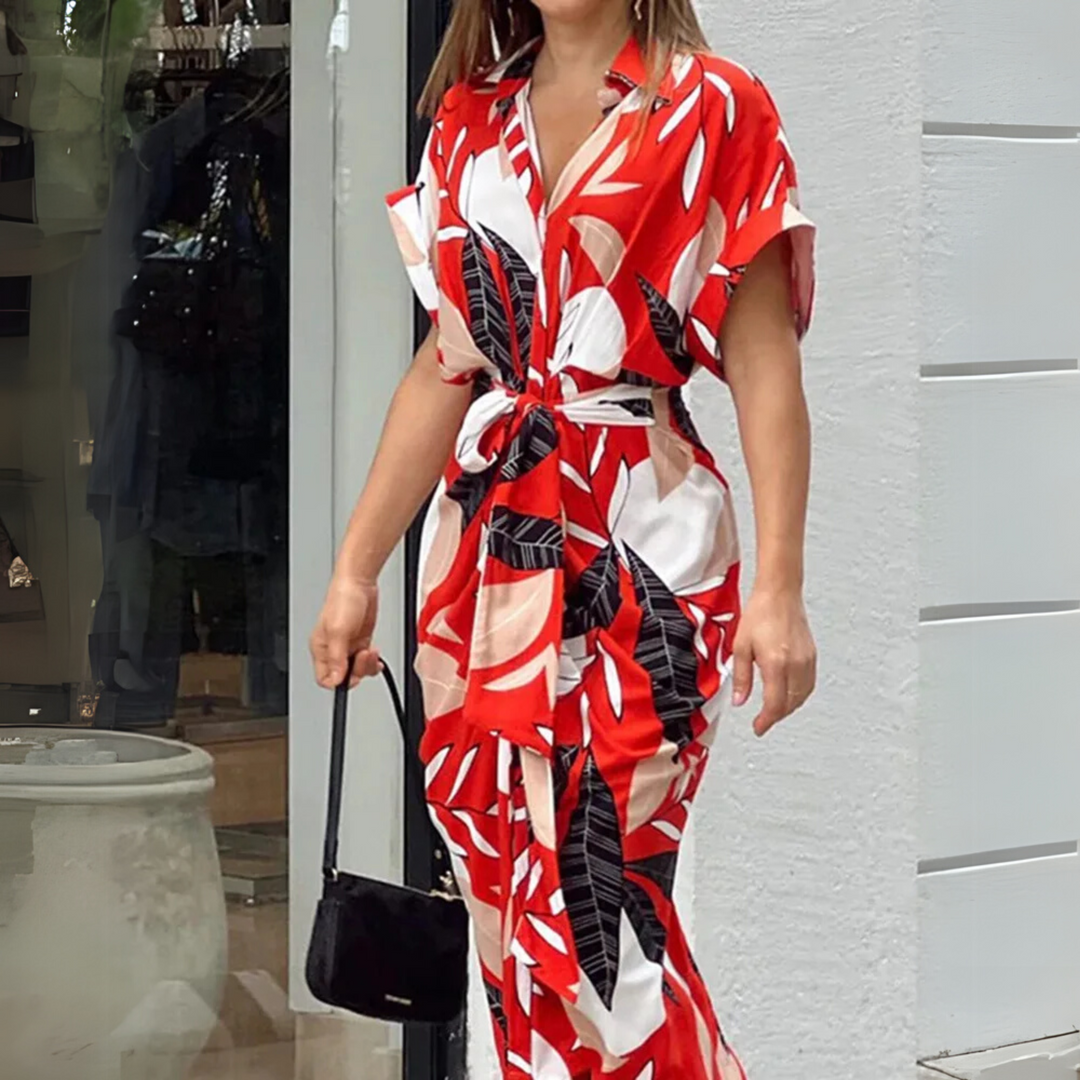 Women's Dress | Collared Neckline Tie Belt Detail