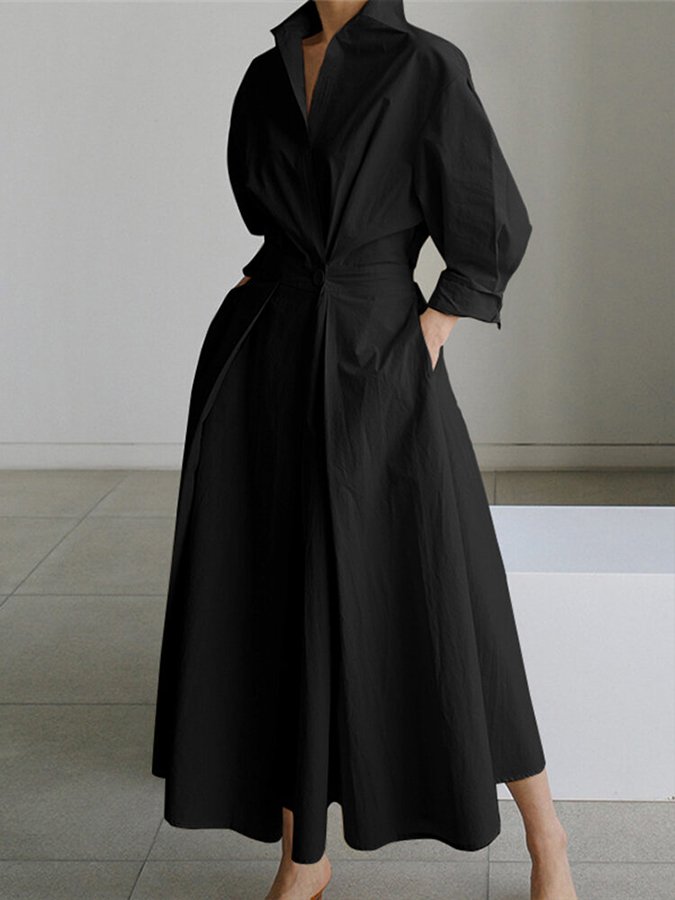 Zoey | Women’s Elegant Belted Shirt Maxi Dress