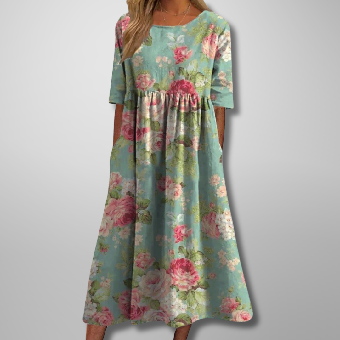 Women's Dress | Loose Fit Short Sleeve Midi