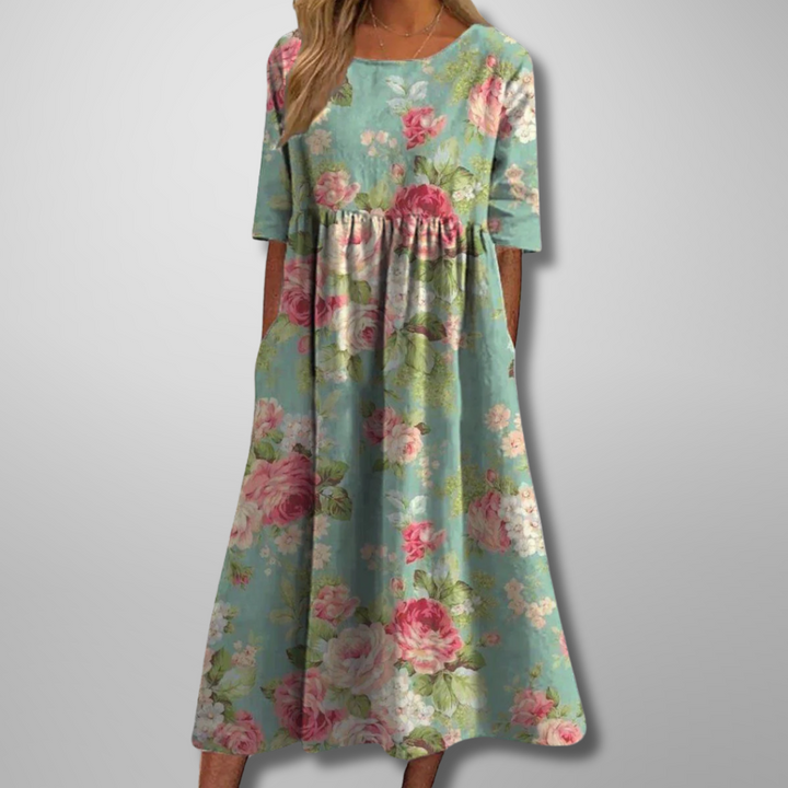 Women's Dress | Loose Fit Short Sleeve Midi