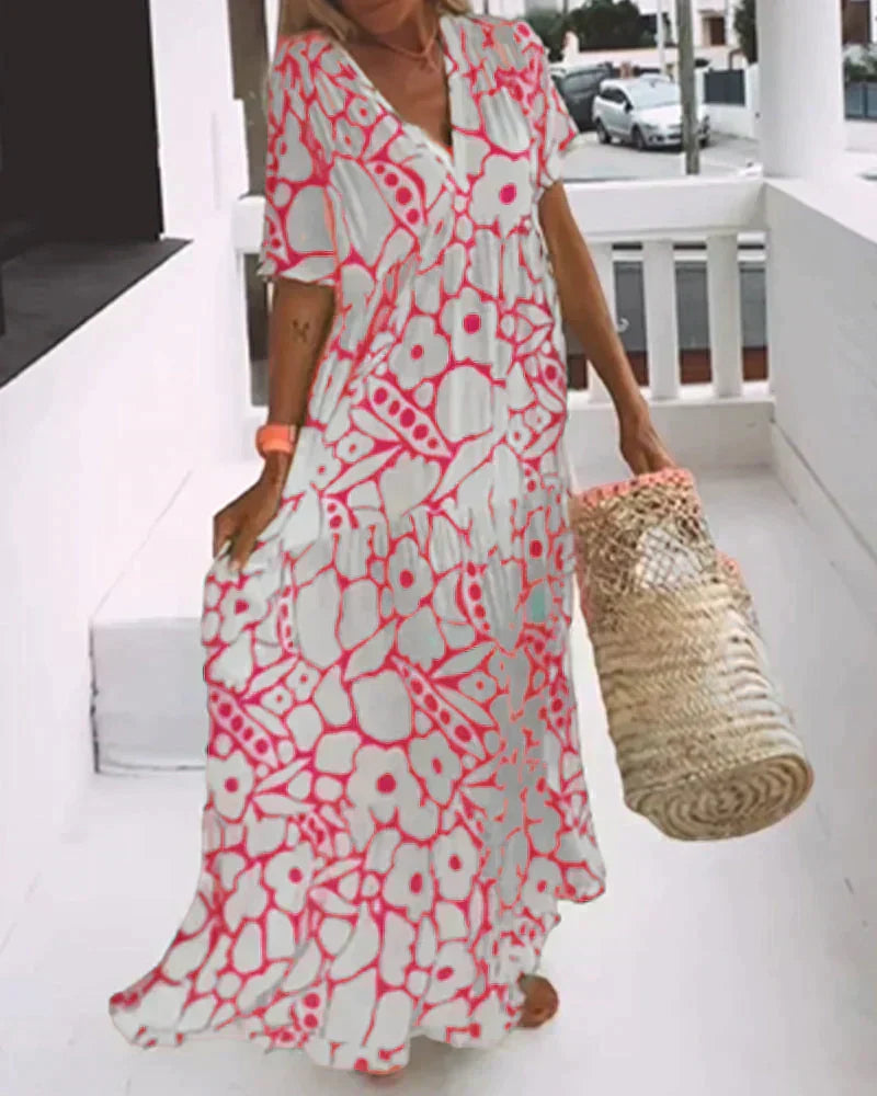 Women’s Summer Dress | Floral Maxi V Neck