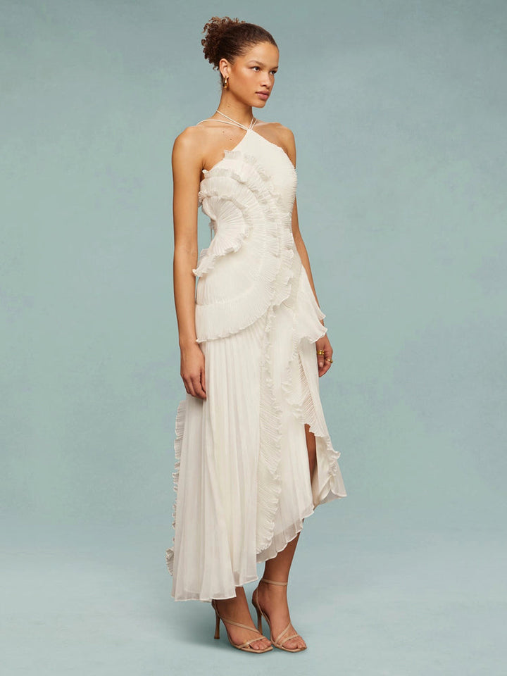 Avery - Asymmetric Sleeveless Pleated Maxi Dress