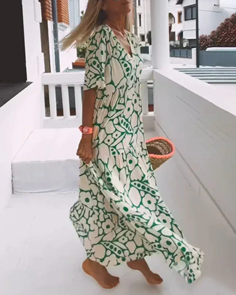 Women’s Summer Dress | Floral Maxi V Neck