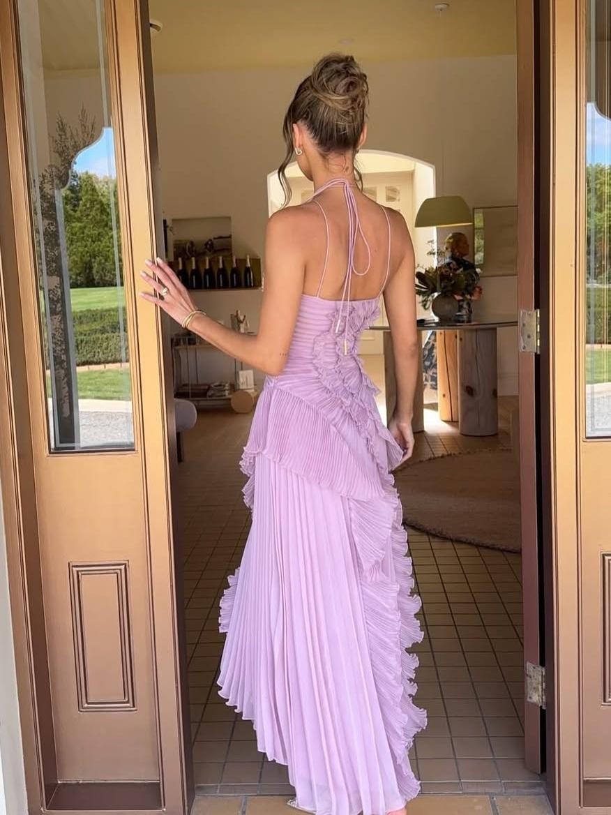 Avery - Asymmetric Sleeveless Pleated Maxi Dress
