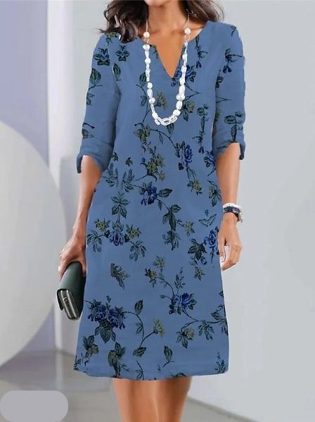 Women's Dress | Short Sleeve Round Neck Midi