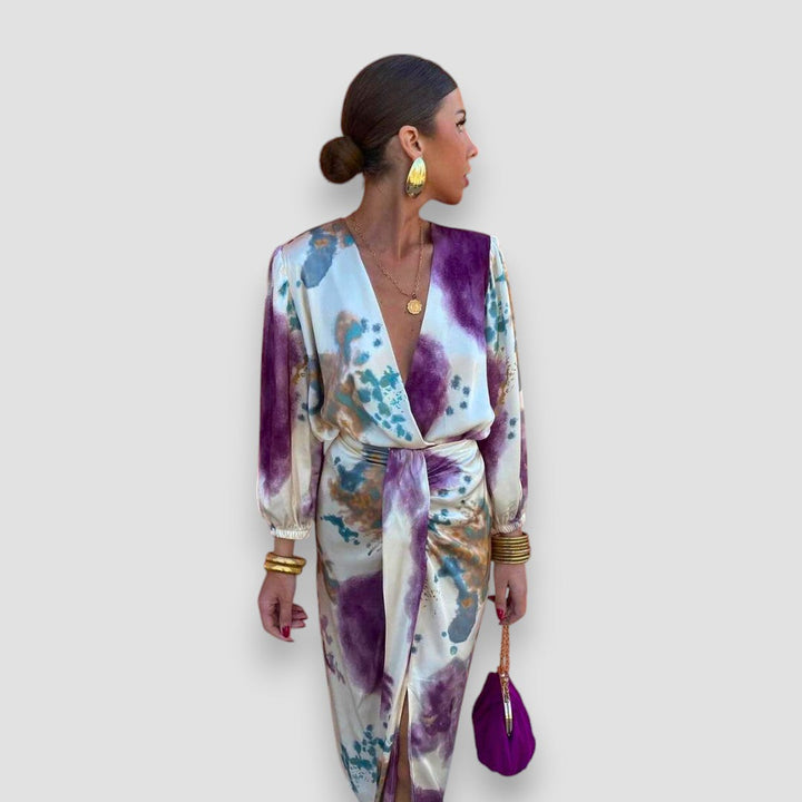 Women's Dress | Abstract Print Tie Waist Midi