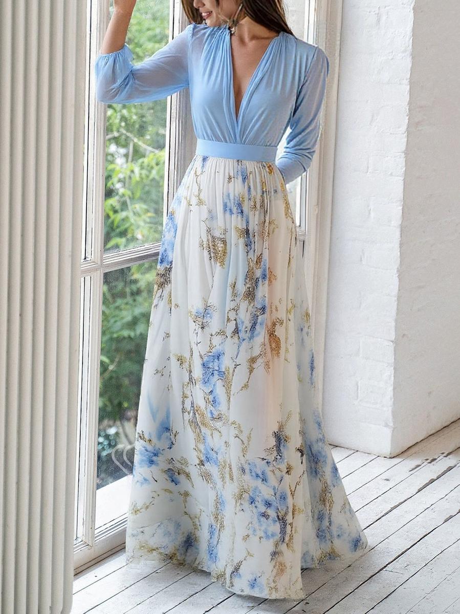 Women's Dress | Long Sleeve Floral Print Skirt