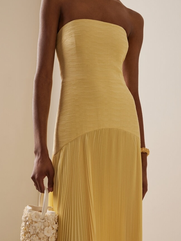 Ruby - Strapless Pleated Maxi Dress