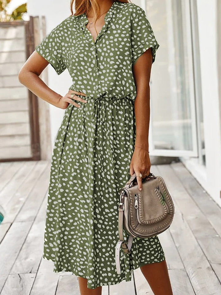 Women’s Summer Dress | Printed Midi Short Sleeves