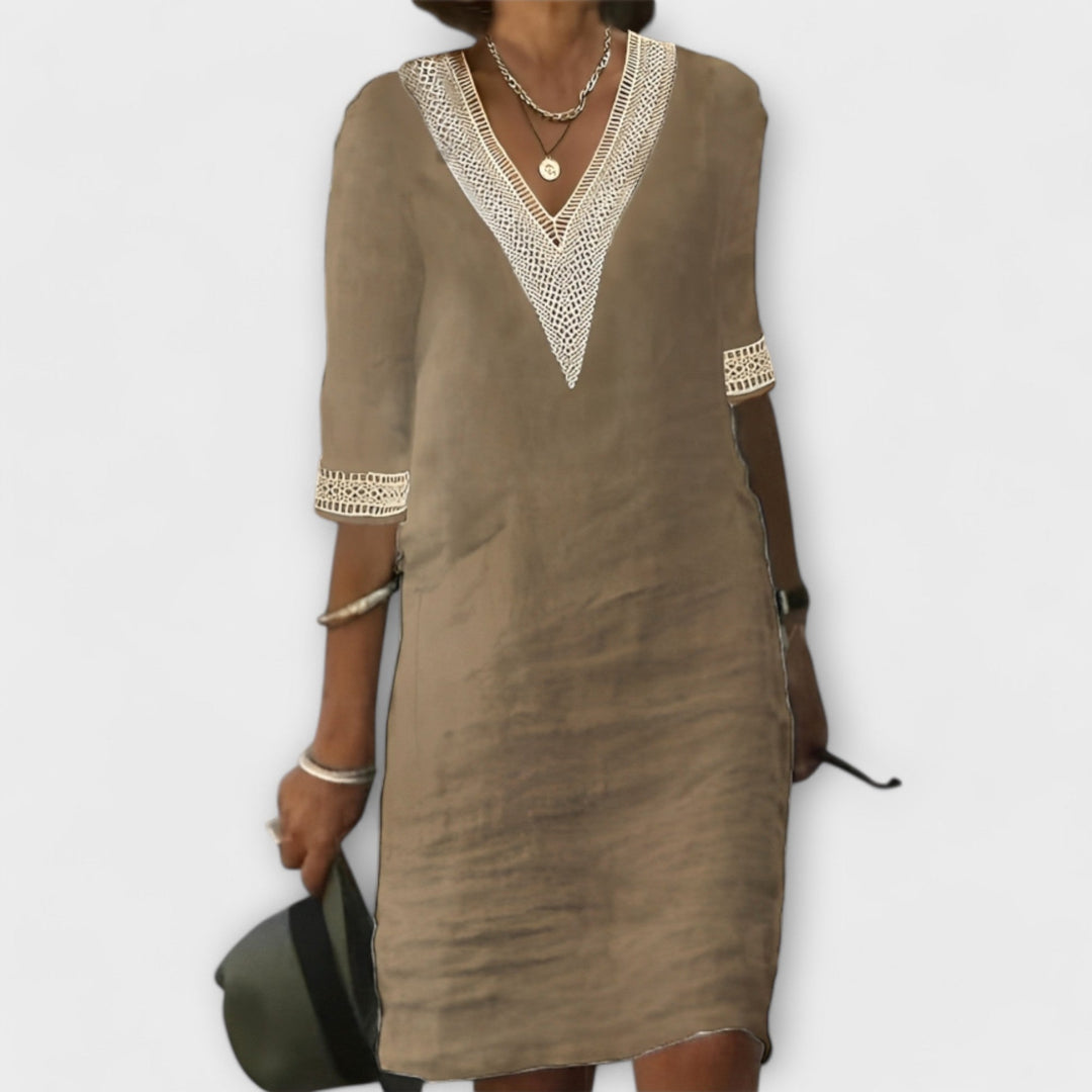 Women's Dress | 3/4 Sleeve V-Neck Mini