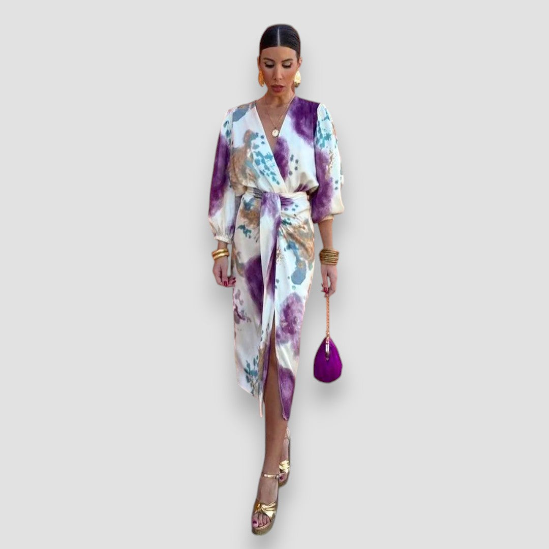 Women's Dress | Abstract Print Tie Waist Midi