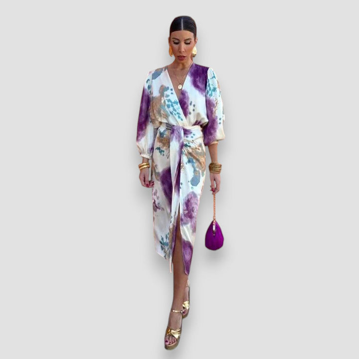 Women's Dress | Abstract Print Tie Waist Midi