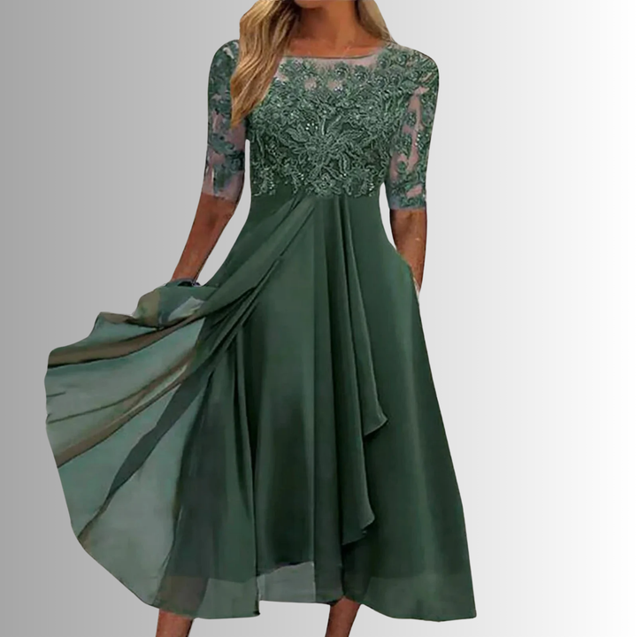 Women's Dress | Sheer Half Sleeve Midi
