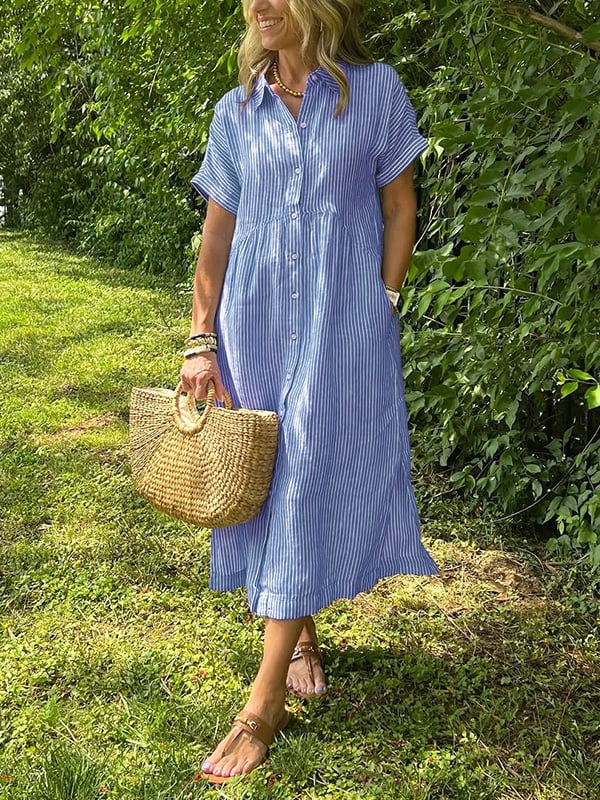 Women’s Dress | Striped Front Button