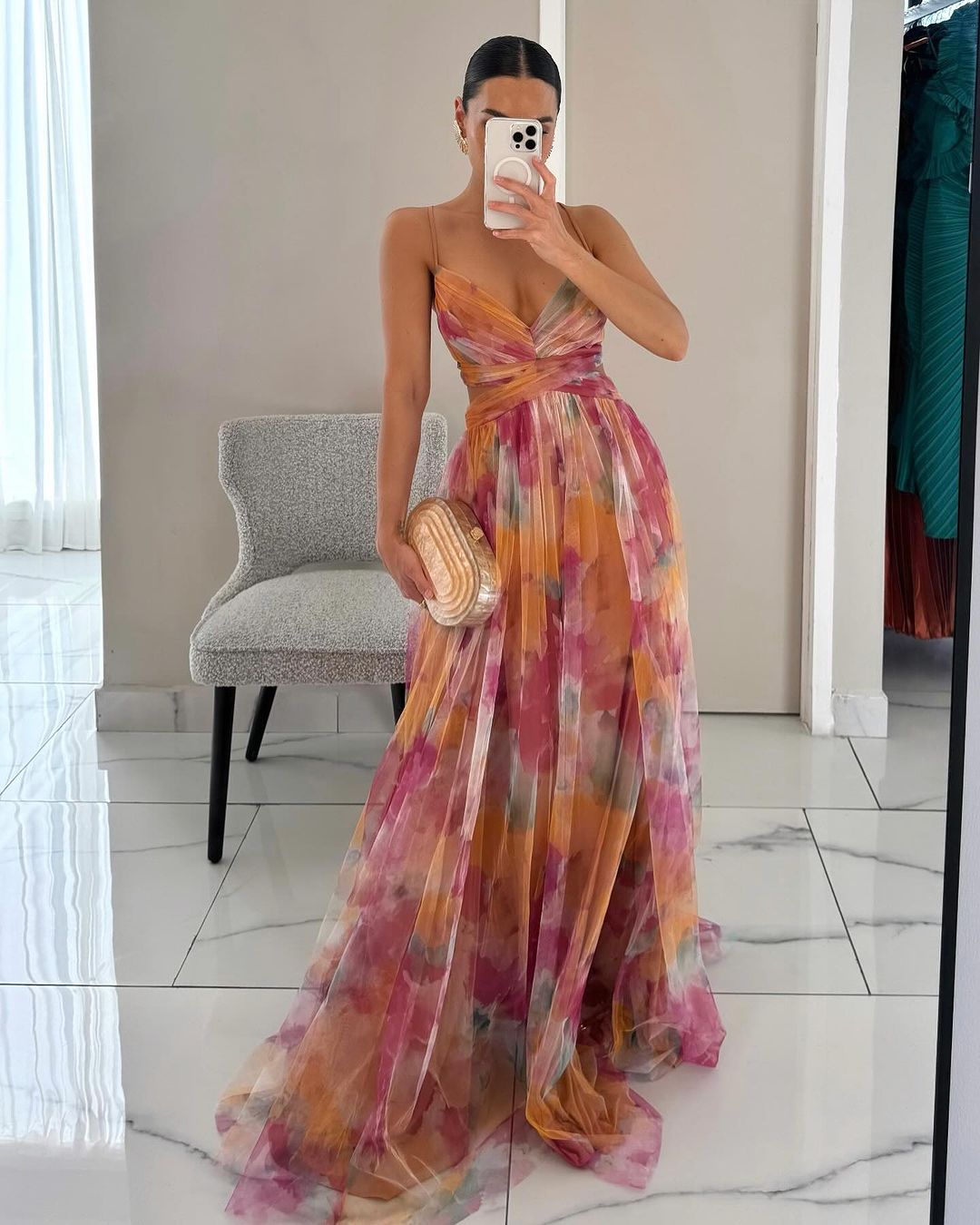 Women's Dress | Fitted Bodice V-neckline Maxi