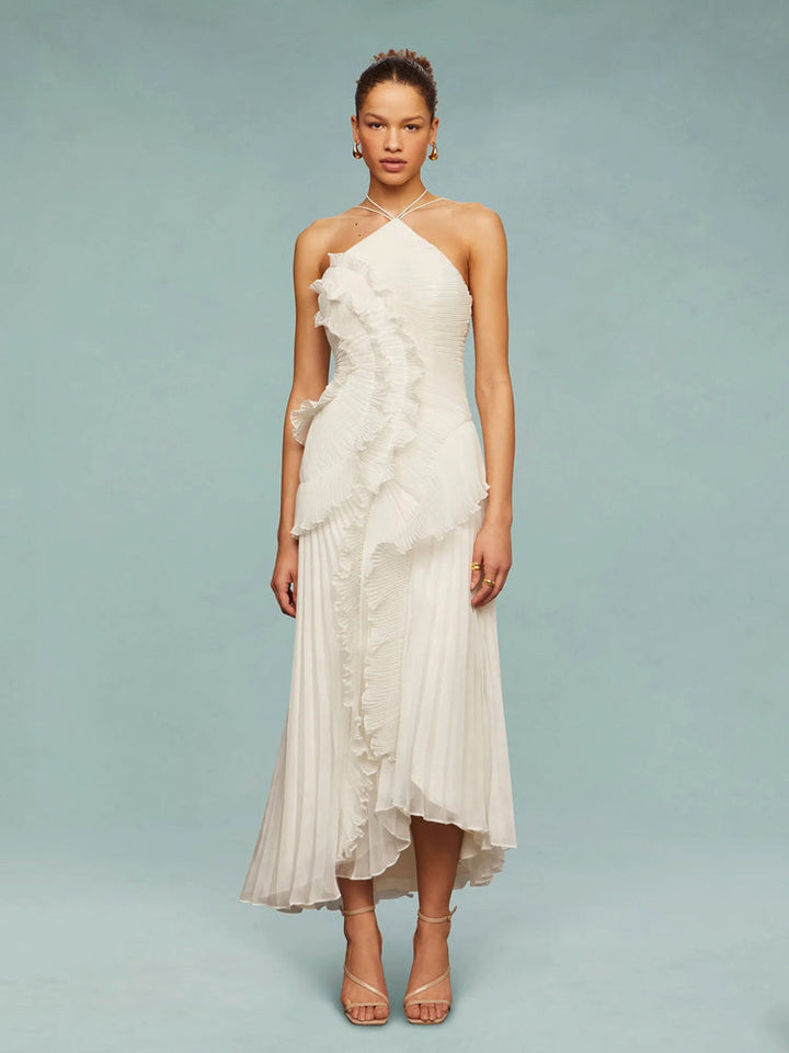Avery - Asymmetric Sleeveless Pleated Maxi Dress