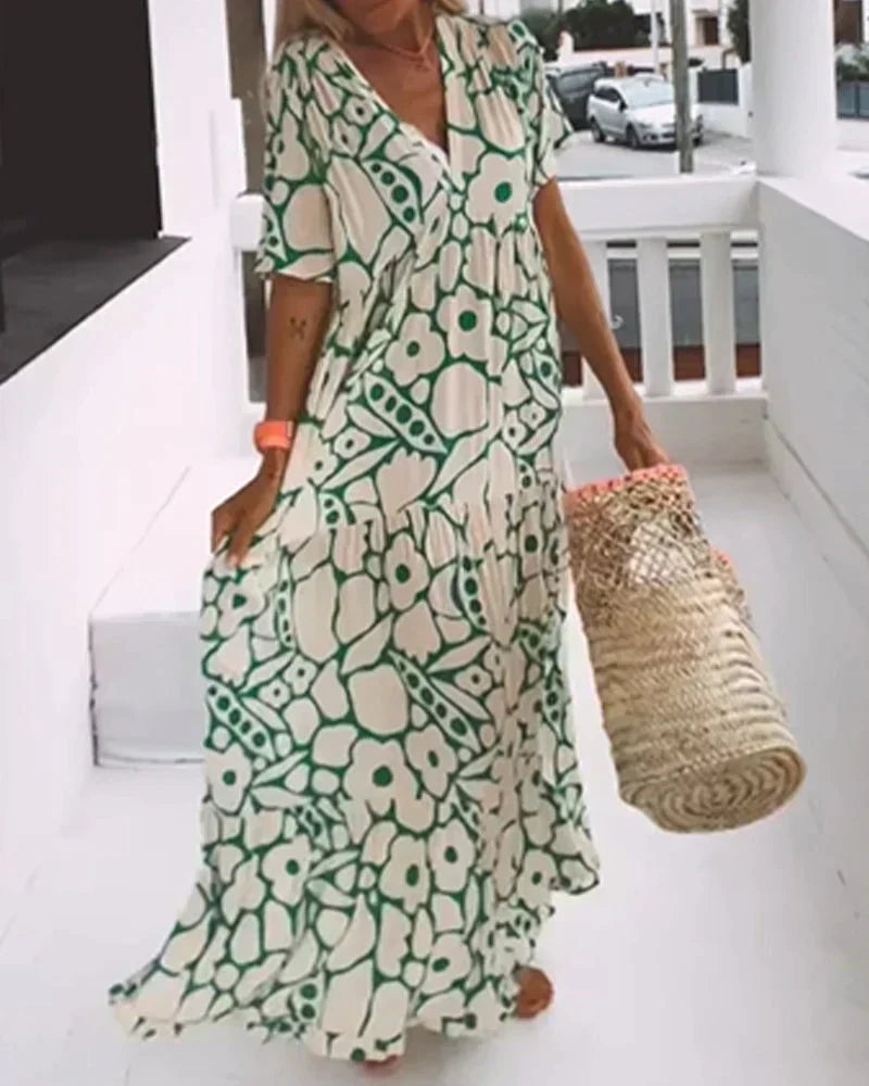 Women’s Summer Dress | Floral Maxi V Neck