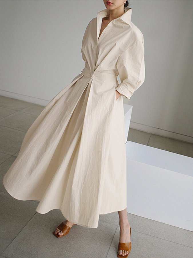 Zoey | Women’s Elegant Belted Shirt Maxi Dress