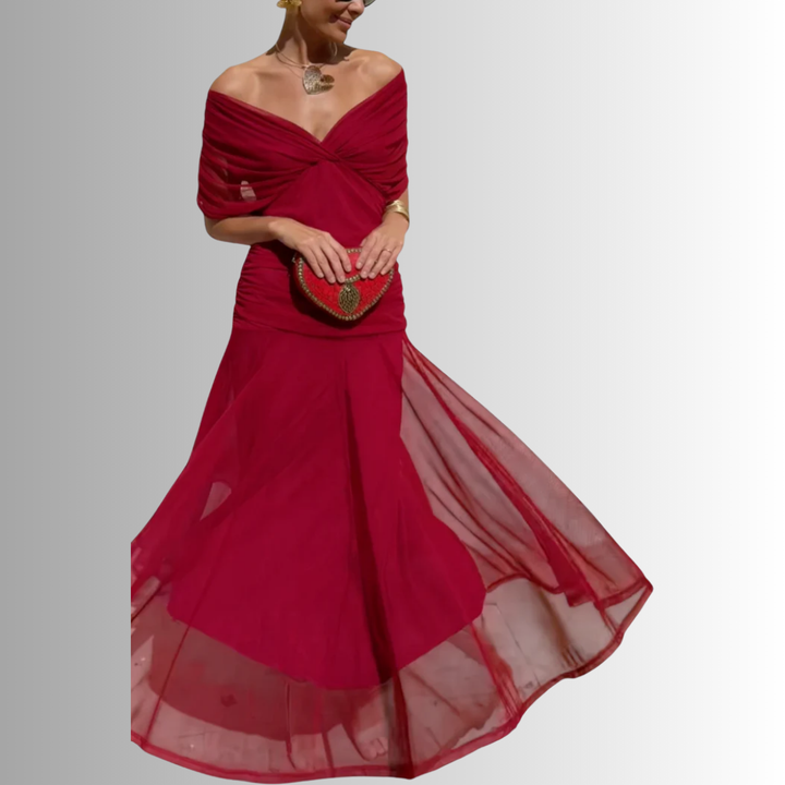 Women’s Dress |  V Neck Draped Maxi