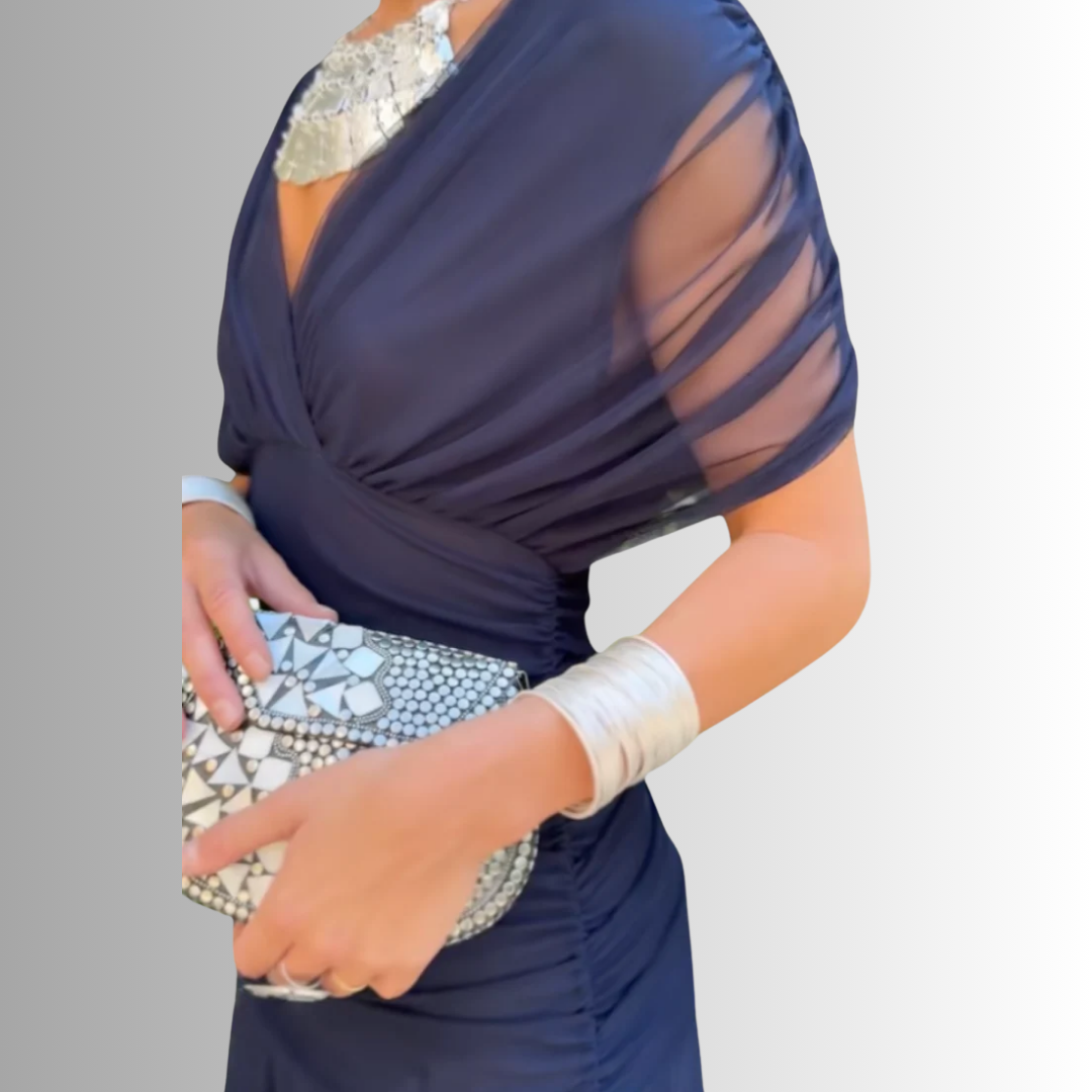 Women’s Dress |  V Neck Draped Maxi