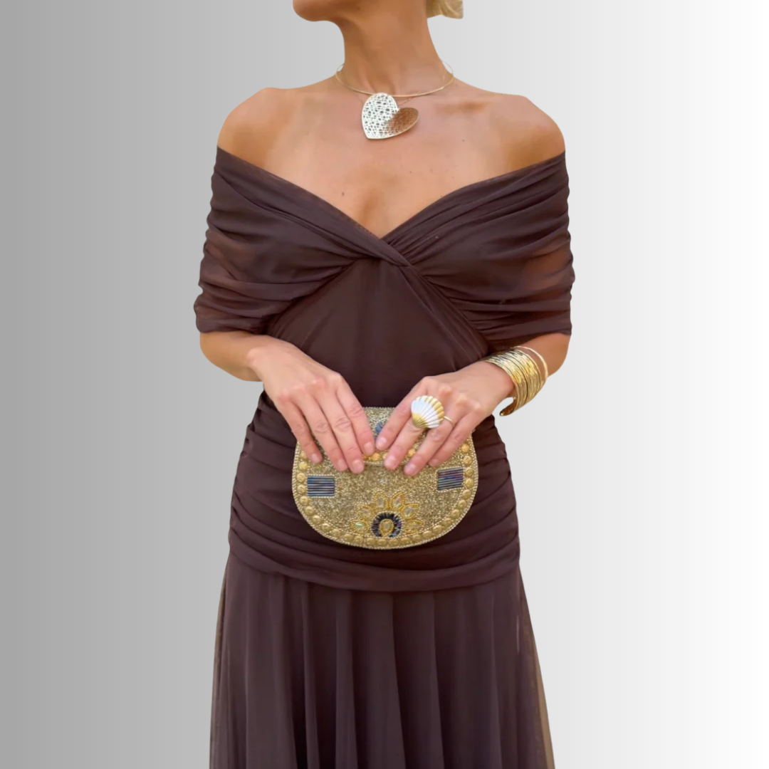 Women’s Dress |  V Neck Draped Maxi