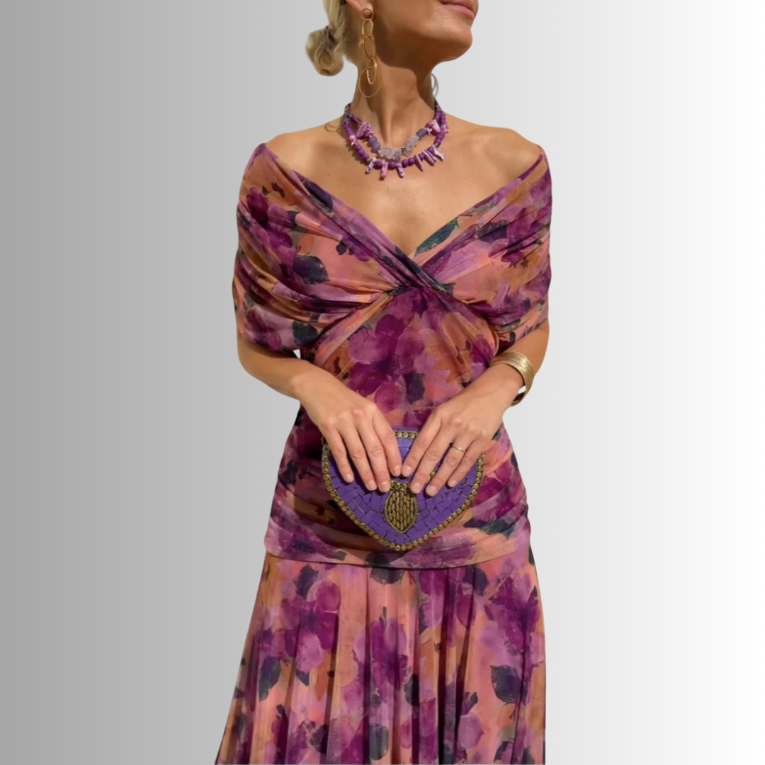 Women’s Dress |  V Neck Draped Maxi