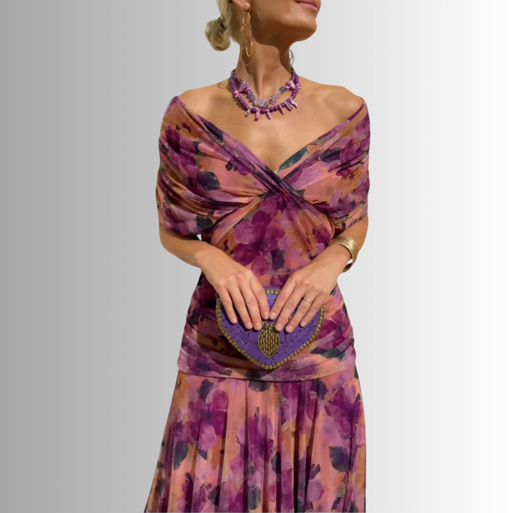 Women’s Dress |  V Neck Draped Maxi