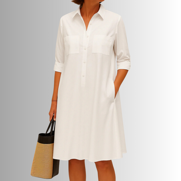 Women's Dress | Rolled Cuff Short Sleeves