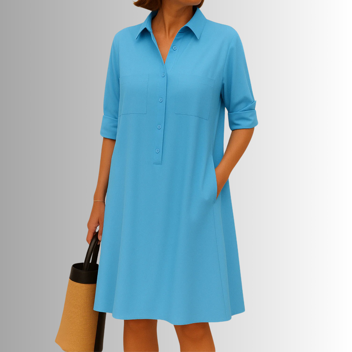 Women's Dress | Rolled Cuff Short Sleeves