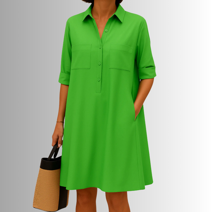 Women's Dress | Rolled Cuff Short Sleeves