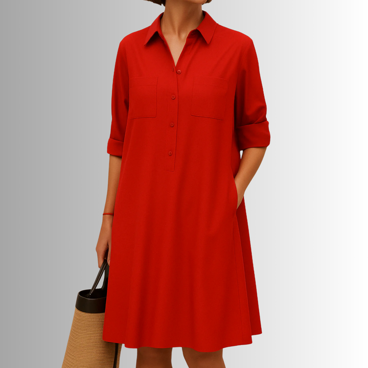 Women's Dress | Rolled Cuff Short Sleeves