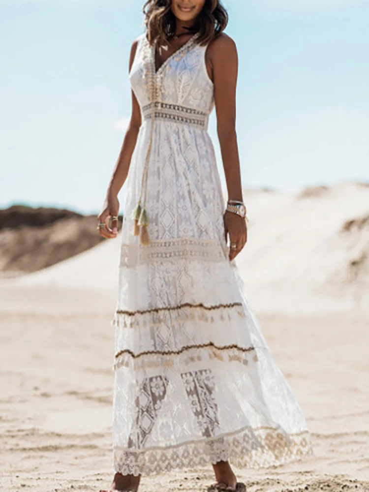 Women's Bohemian Dress | Tiered Maxi Skirt