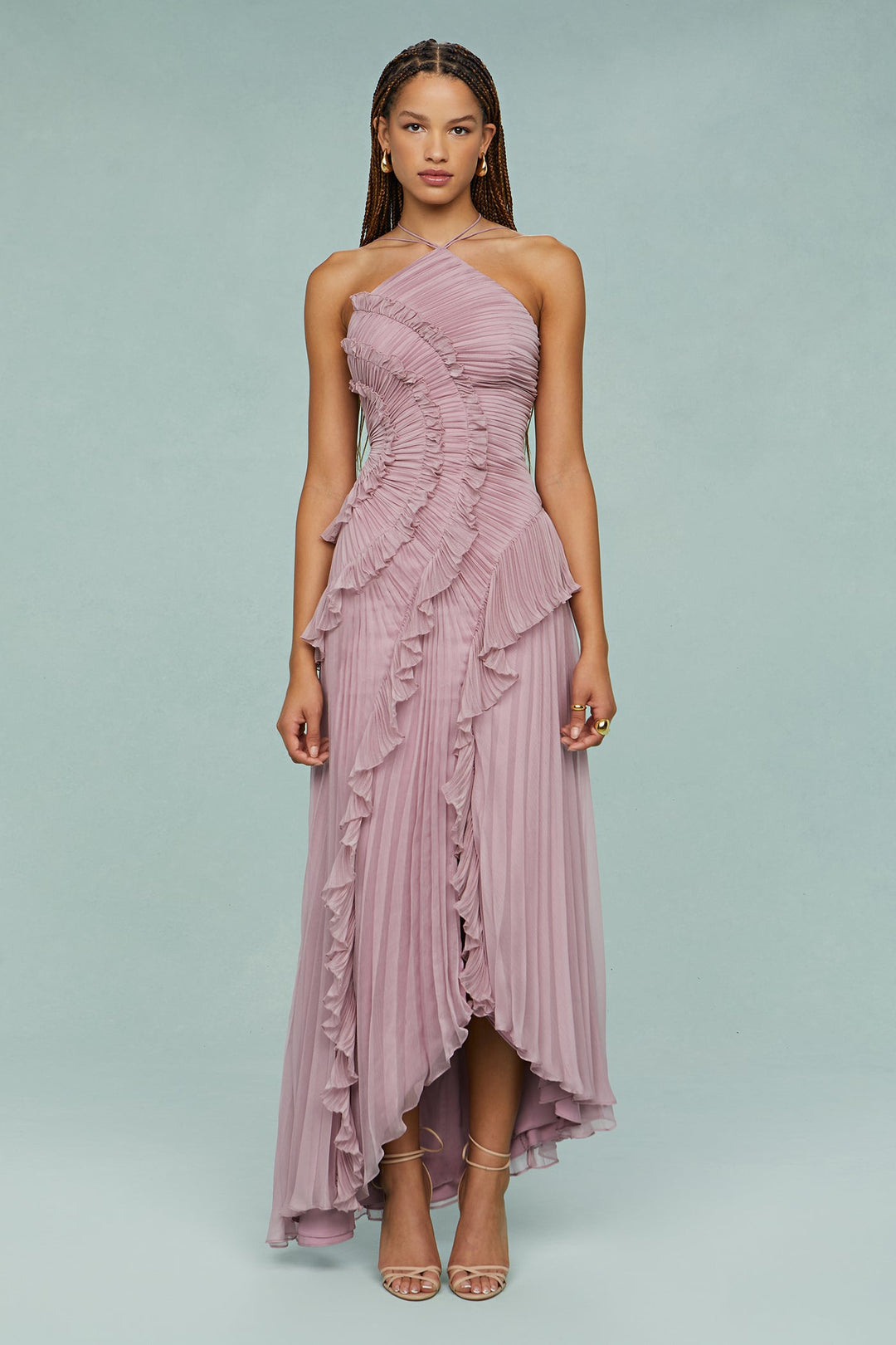 Women’s Dress | Diagonal Ruffle Trim